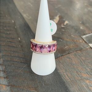 Beneath The Surface Amethyst Cubic Zirconia on Gold plating